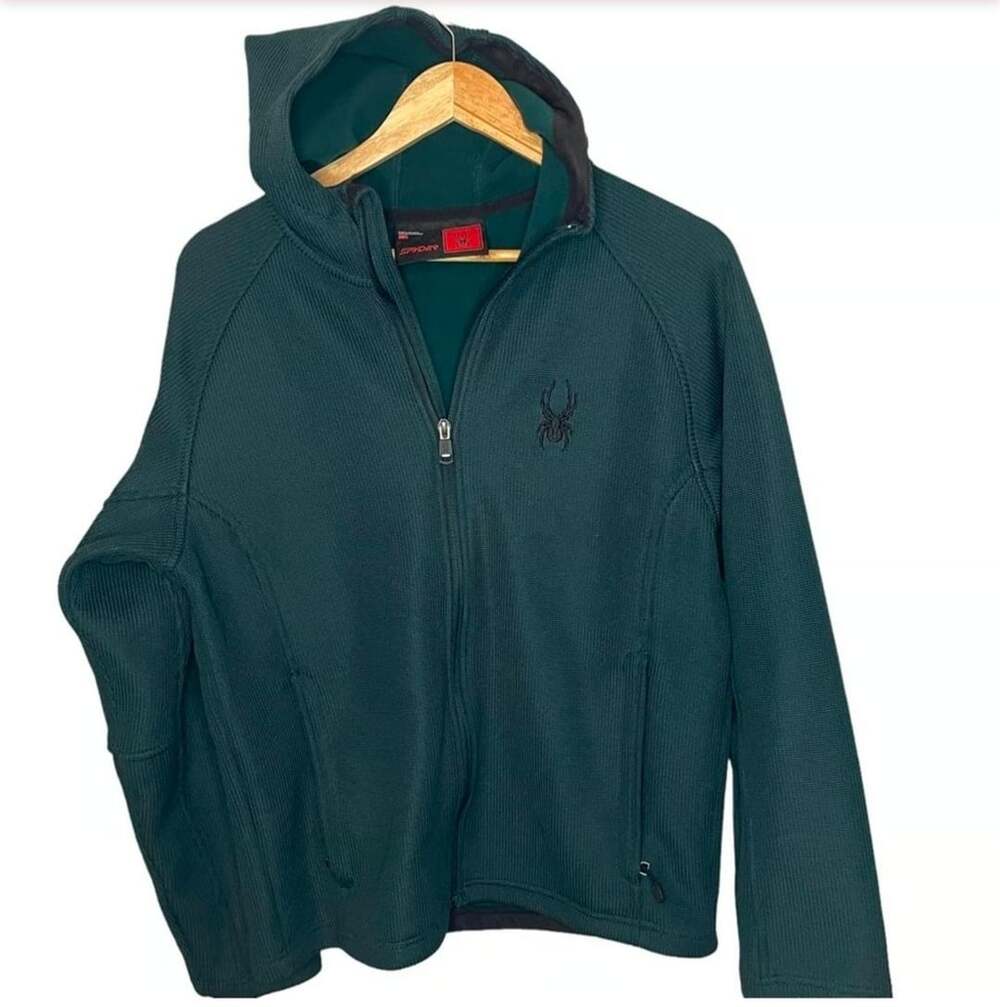 Spyder Jacket Men's Medium Fleece Empire Full Zip Pockets Logo Jacket Green